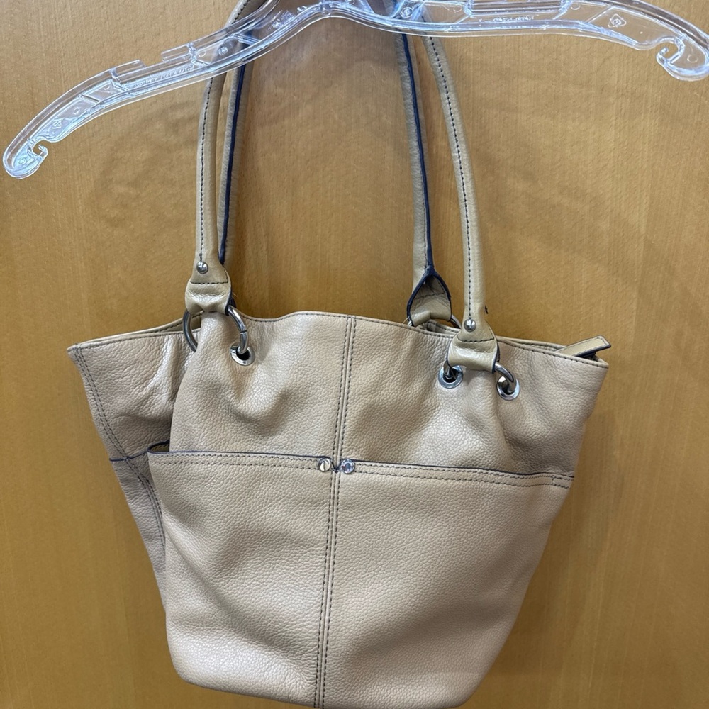 Tignanello Beige Leather Tote Bag